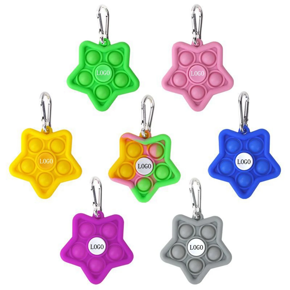 Multi Color Star Shape Push Bubble Fidget Spinner 1