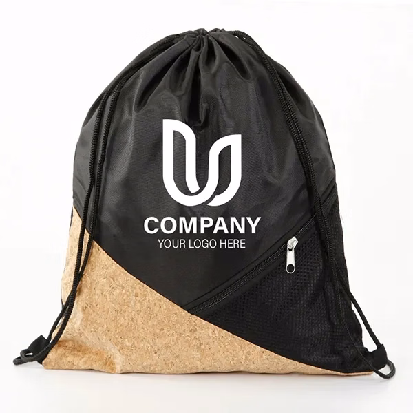Cork Polyester Drawtring Backpack -14x18