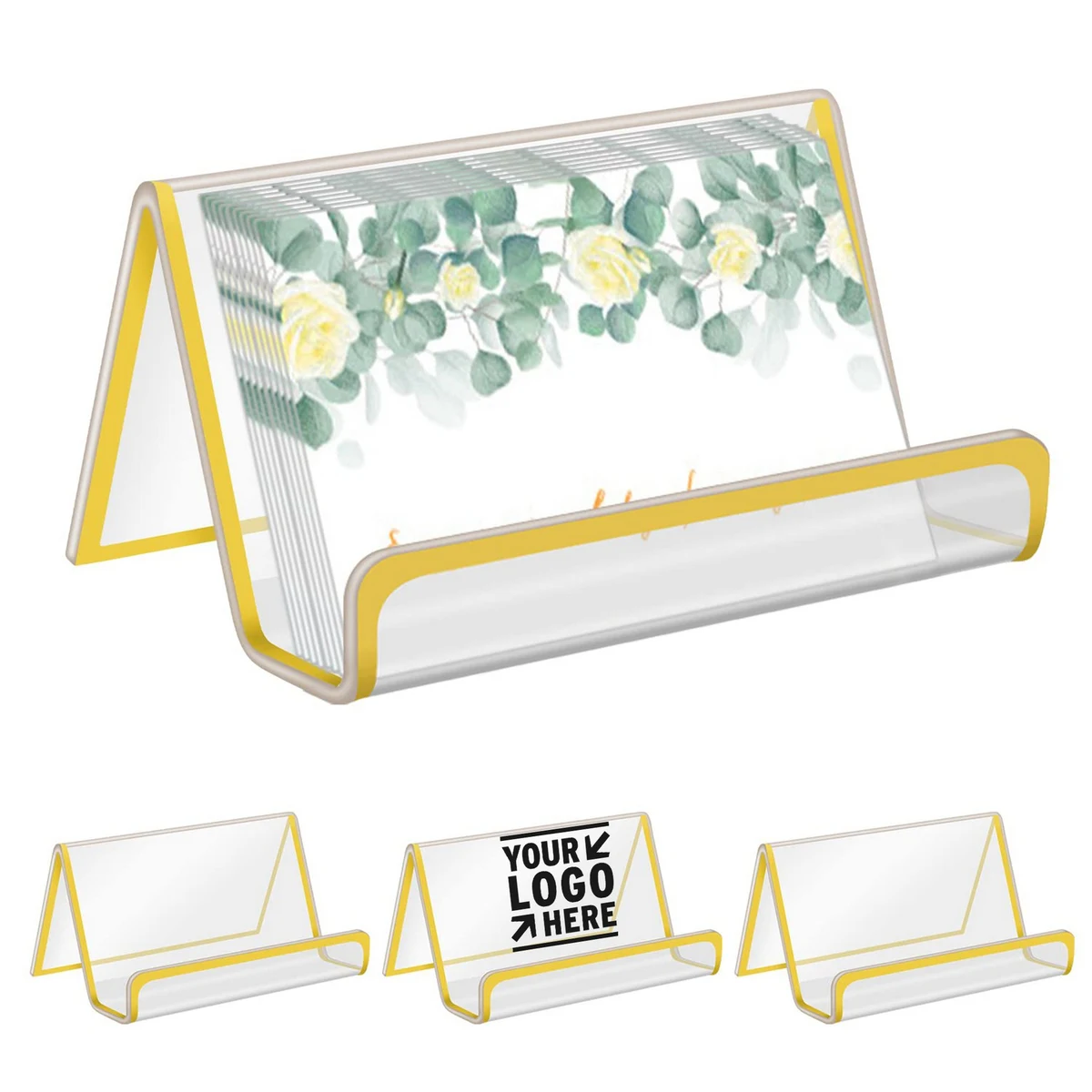 Gold Business Card Holder for Desk 1