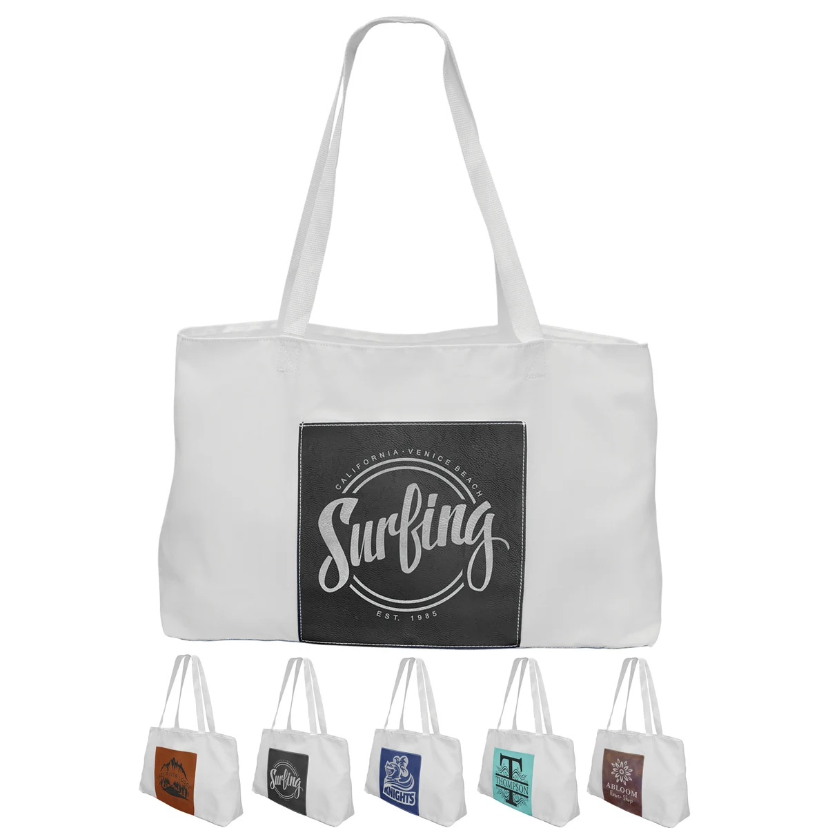 19" x 12" Canvas Bags with Leatherette Pocket and Gusset 1