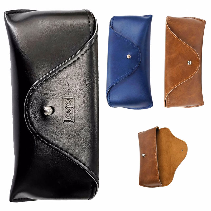 PU Leather Eyeglasses Storage Case w/ Snap Closure