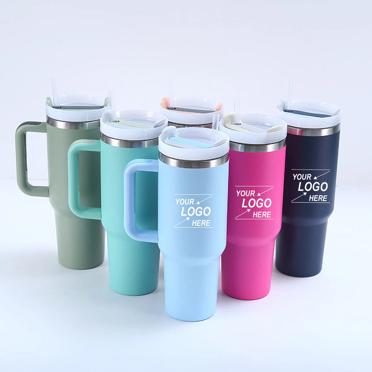 40oz Stainless Steel Travel Mugs w/ Snap Lids 1