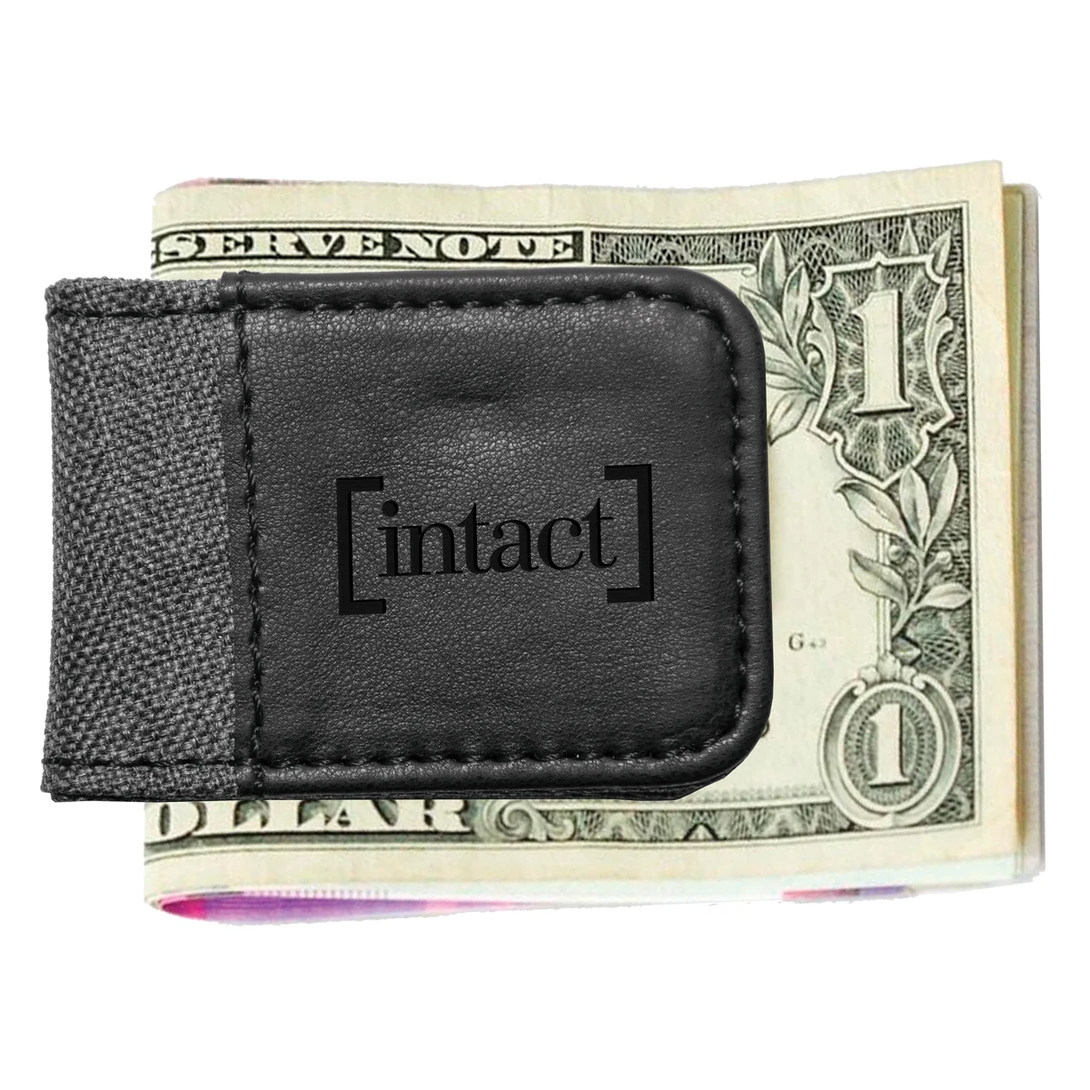 Gray and Black Leatherette Money Clip 1