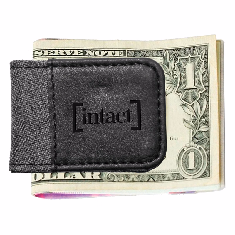 Gray and Black Leatherette Money Clip