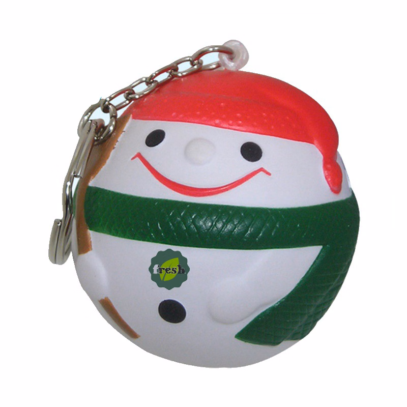 Snowman Ball Stress Reliever Keychain