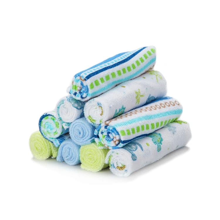 Terry Baby Washcloths - Blue Lines 10 Pack 1