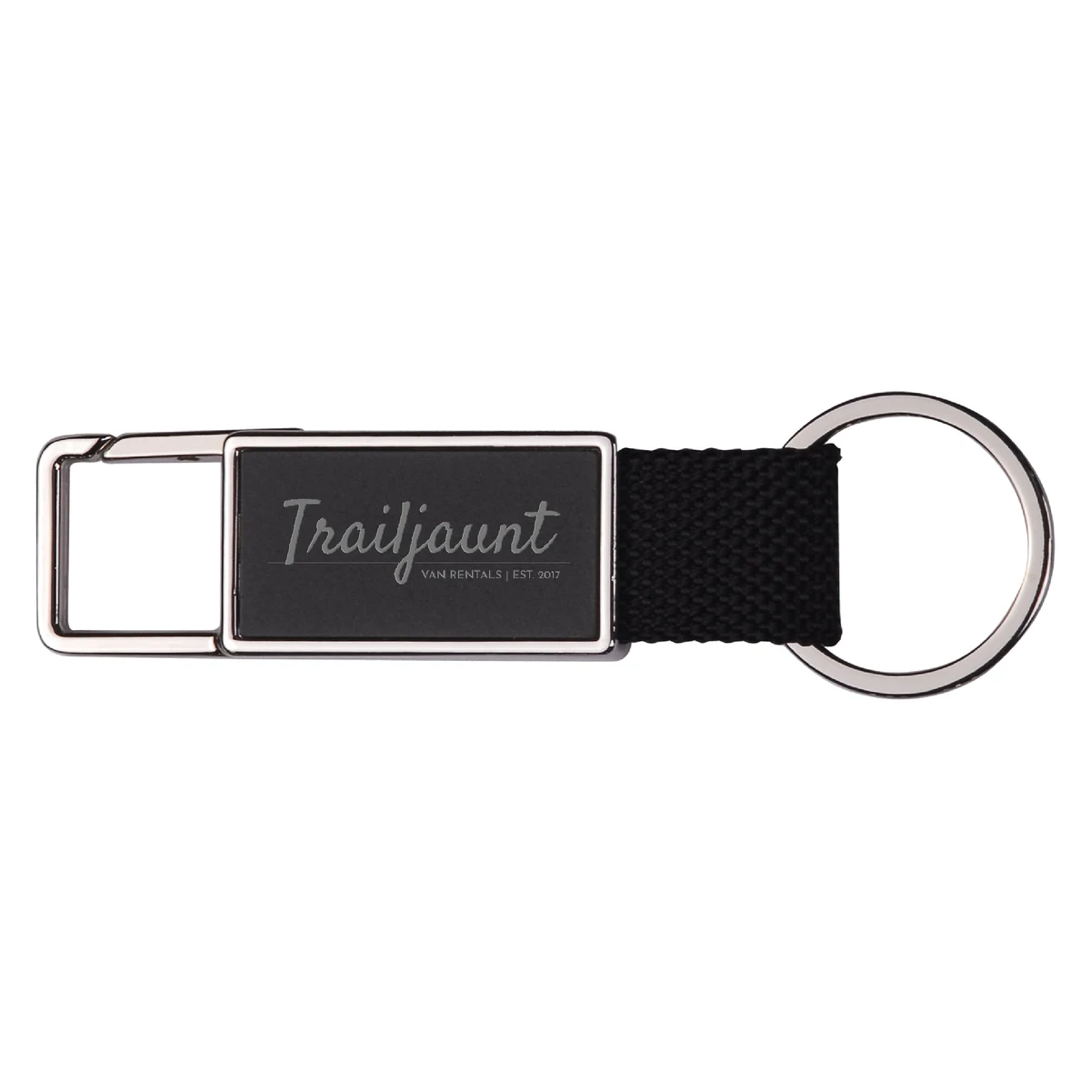 Double-Sided Rectangular Snap-On Metal Black Plated Keychain 1
