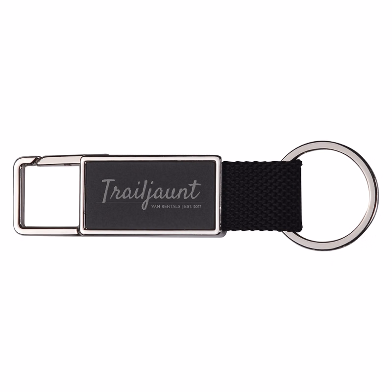 Double-Sided Rectangular Snap-On Metal Black Plated Keychain