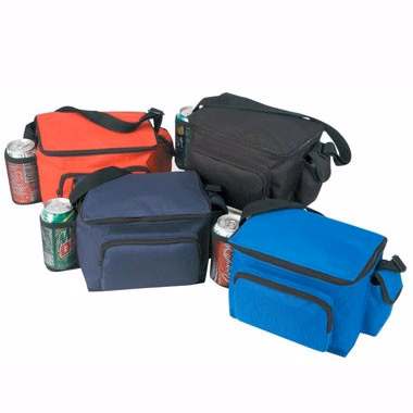 6-PACK POLYESTER COOLER W/ BOTTLE HOLDER