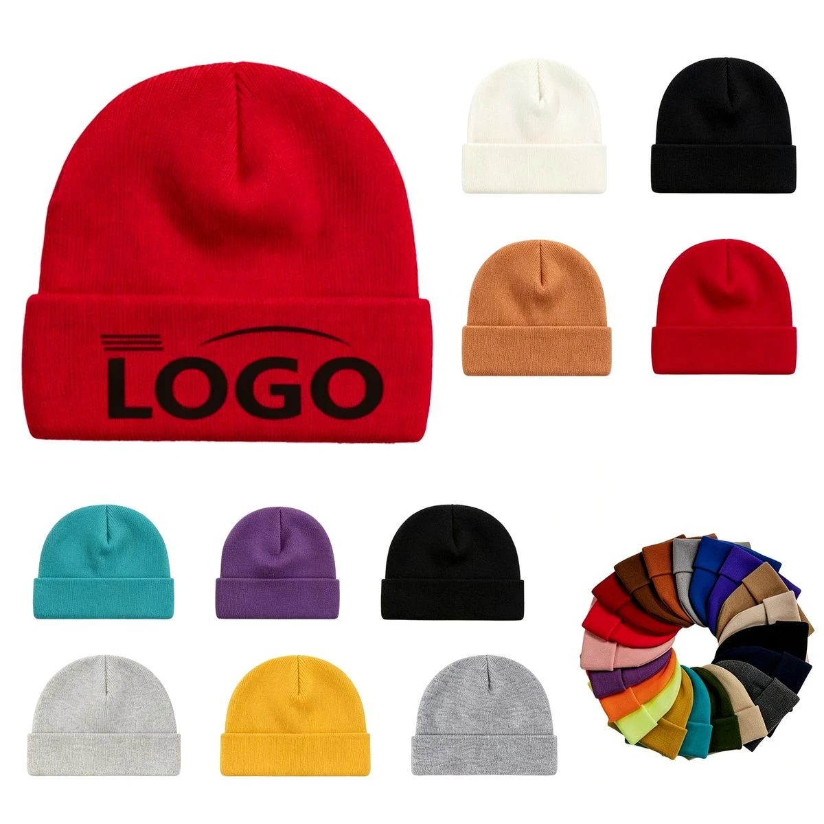 Round Crown Short Brim Knitted Beanie 1