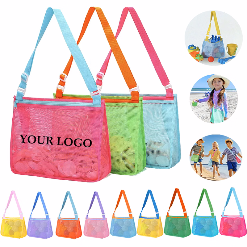 Colorful Foldable Travel Beach Swimming Toy Storage Mesh Bag