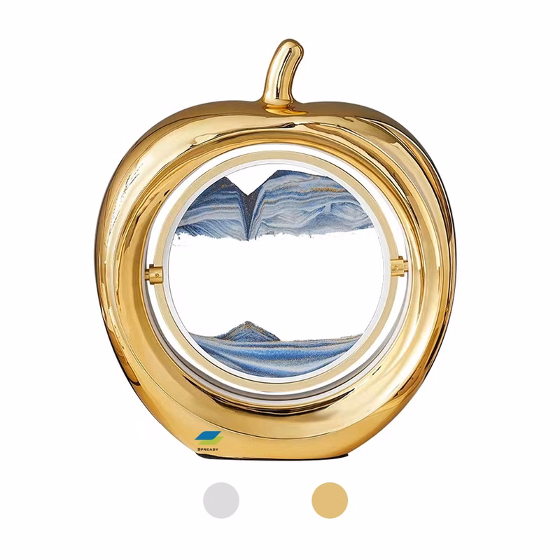Apple-Shaped Moving Sandscapes With Led Light Table Lamp