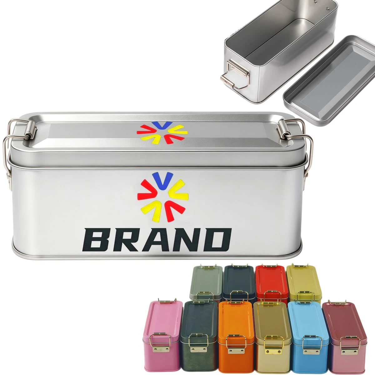 Tin Box Containers Metal With Buckle Latch 1