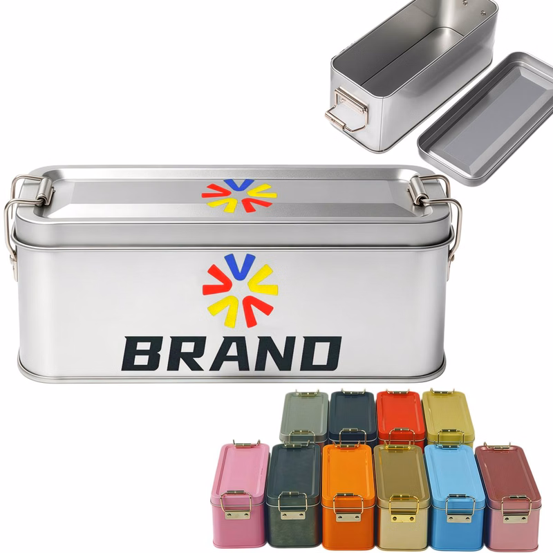 Tin Box Containers Metal With Buckle Latch