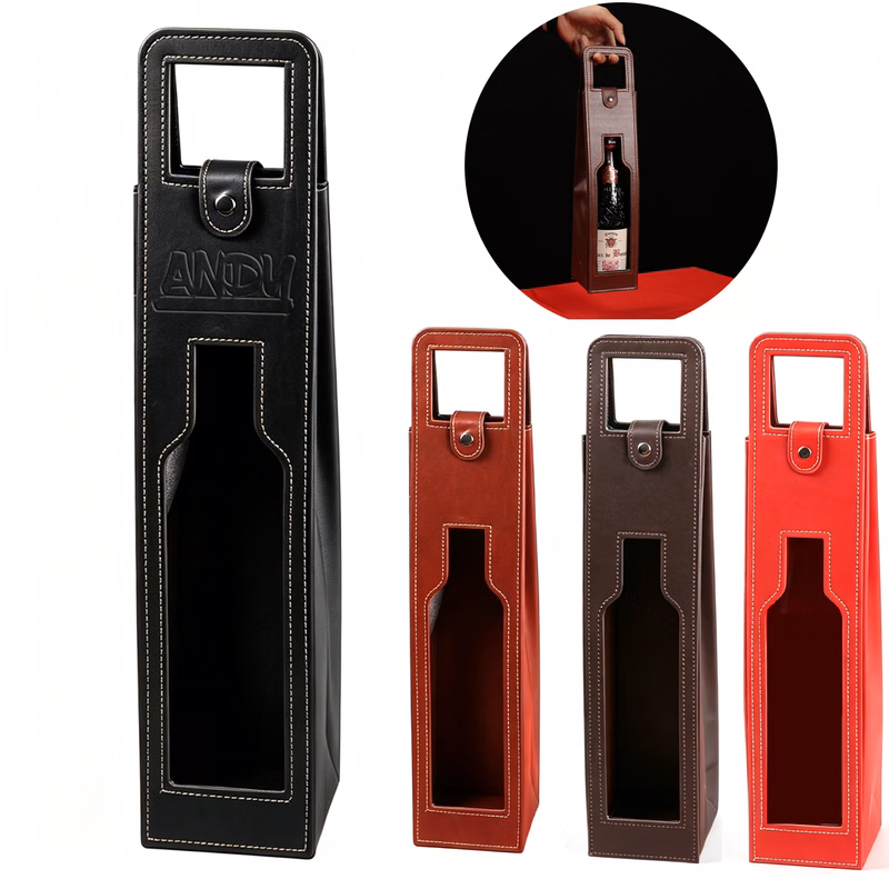 PU Leather One Bottle Wine Gift Bag
