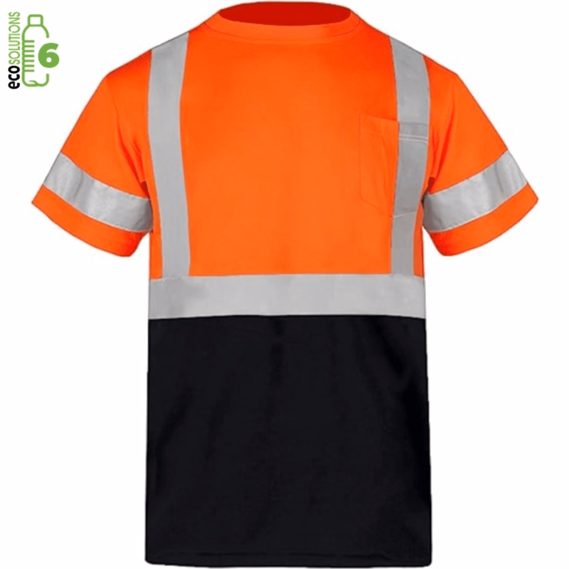 rPET Class 3 Color Block Reflective Safety T-Shirt W/ Pocket