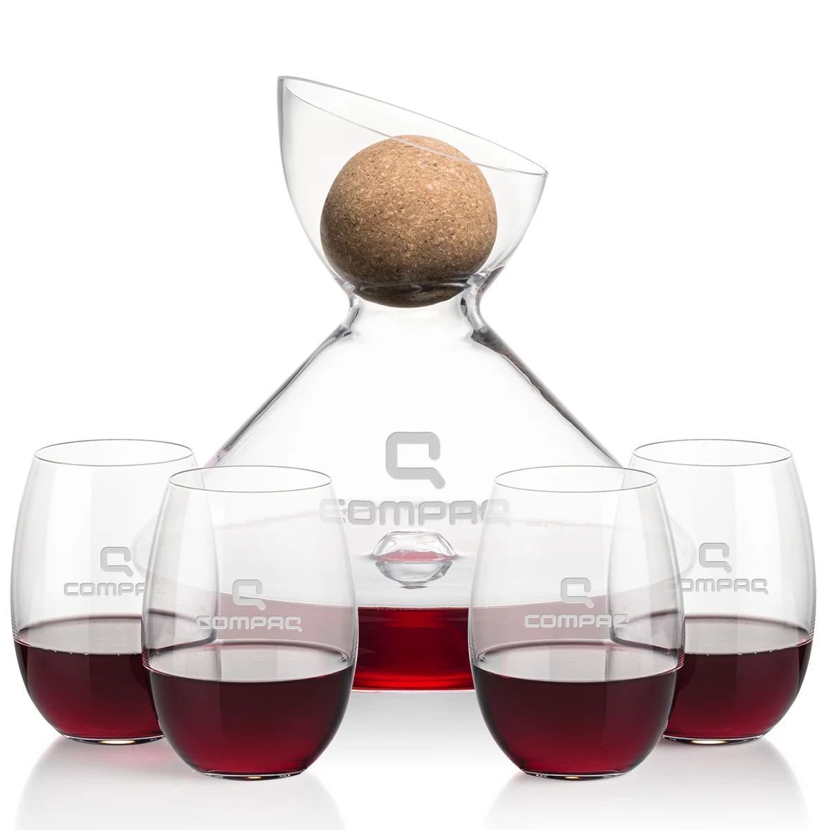 Woodbury Carafe w/Cork Stopper & Carlita Stemless Wine 1