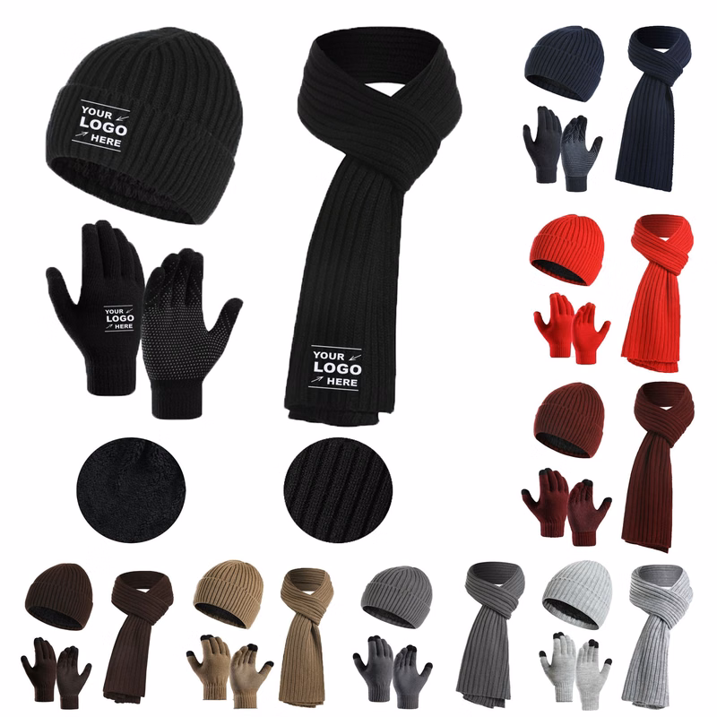 Knit Scarve Glove Hat Set
