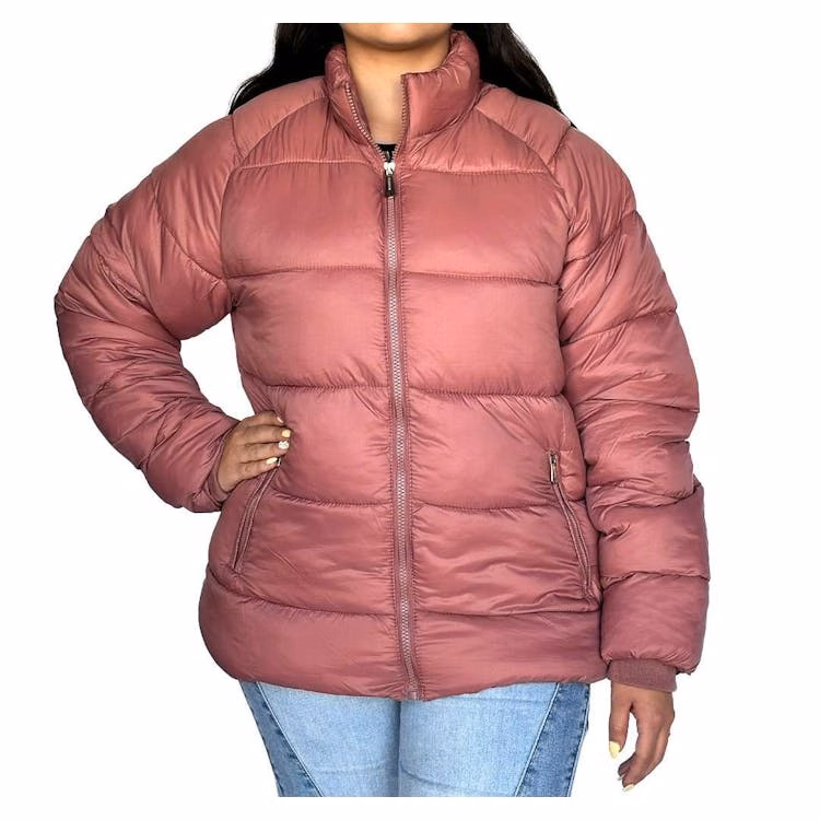 Women's Solid Puffer Jackets Pink S-XL