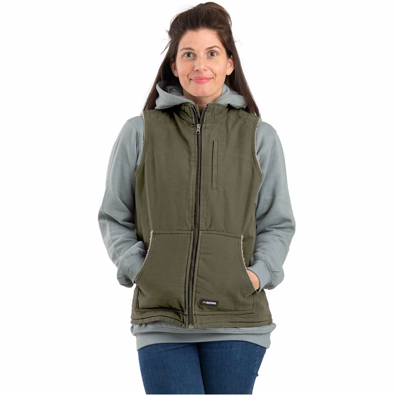 Women's Sherpa-Lined Softstone Duck Vest - WV15
