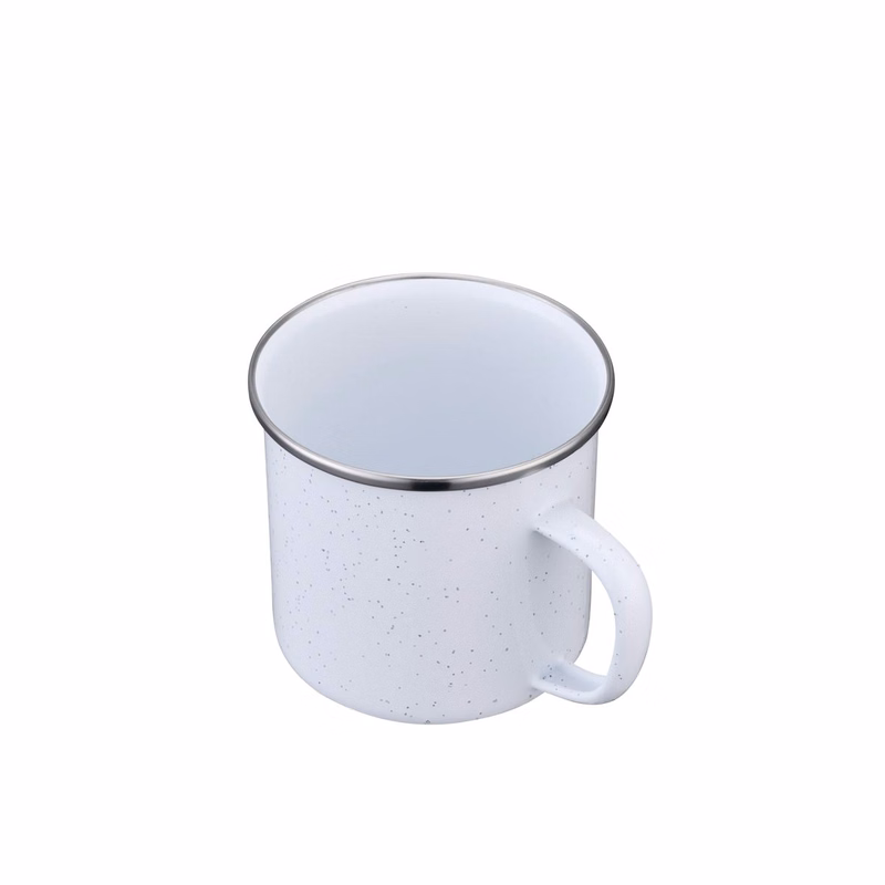 Endura 16 oz White Enamel Mug with SS Rim