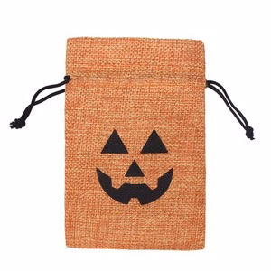 Pumpkin Burlap Gift Bag With Halloween Style