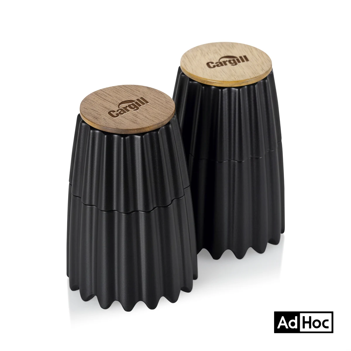AdHoc® MagTwo Salt & Pepper Mill Set w/Bamboo Wood Lid 1