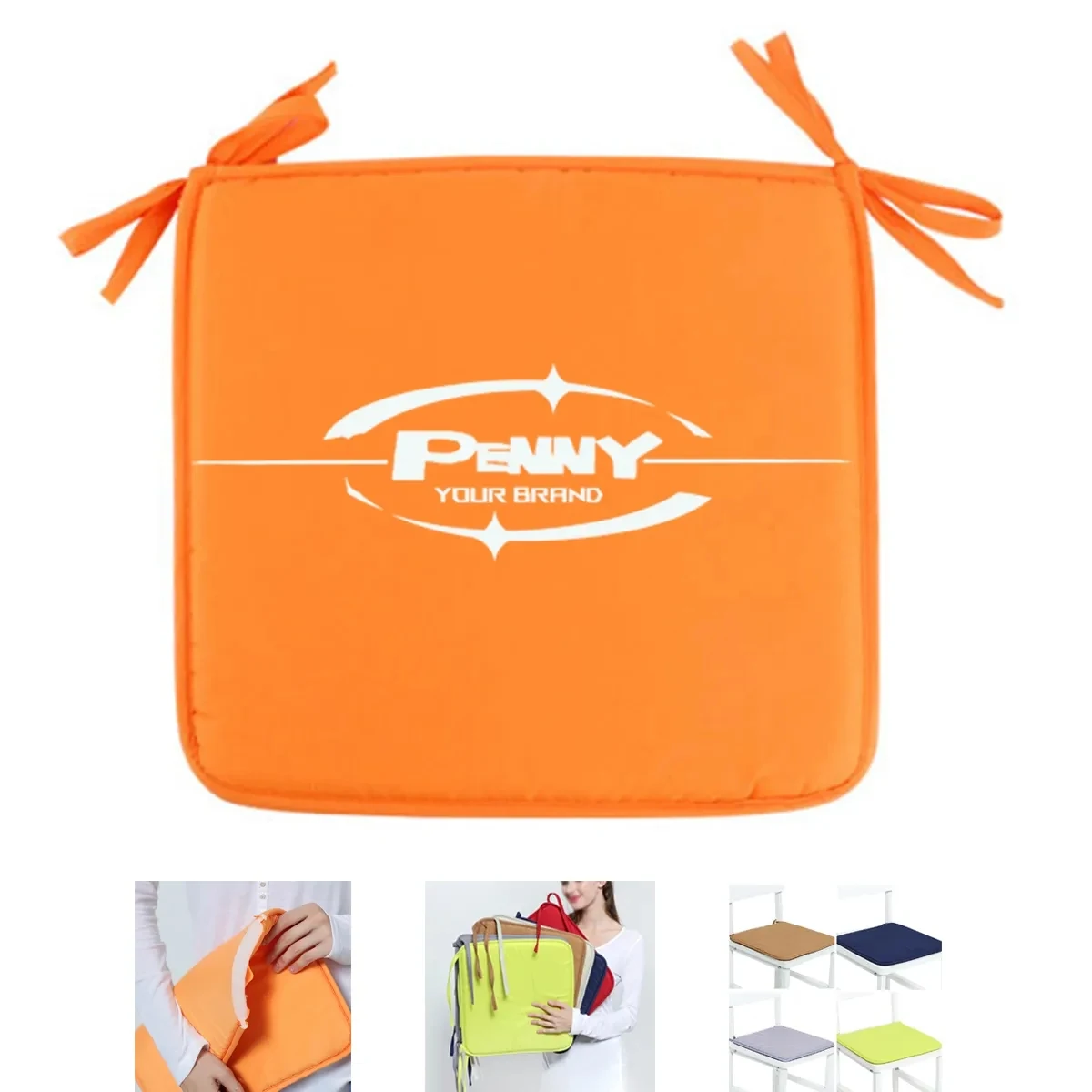 Non Slip Square Seat Covers Chair Mat Cushion Pads with Ties 1