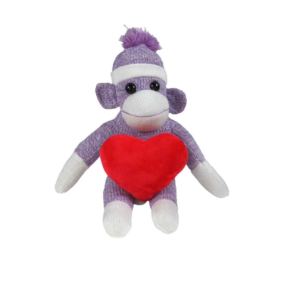 soft plush Purple Sock Monkey with heart 1