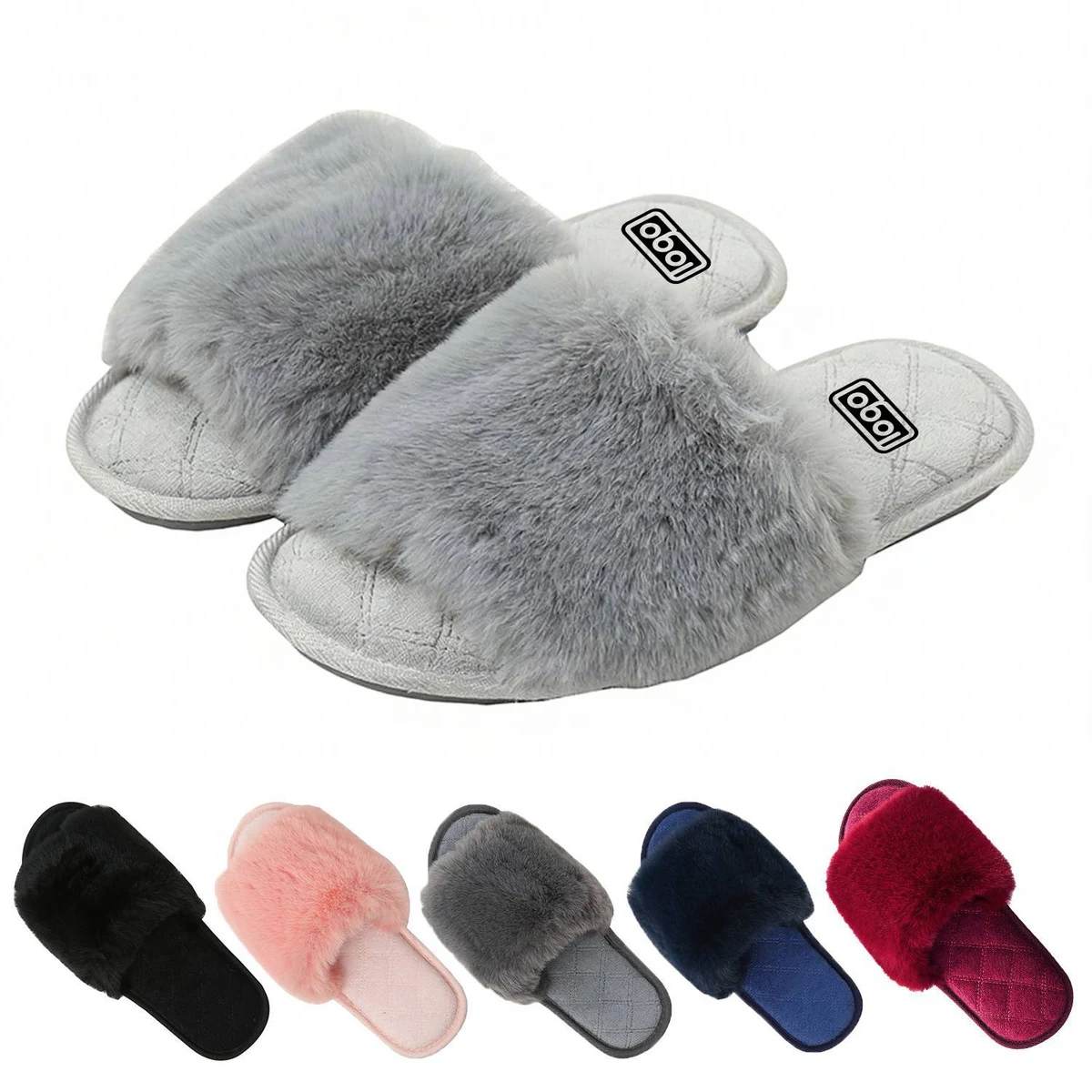 Women's Large Size Indoor Rabbit Fur Cotton Slippers 1