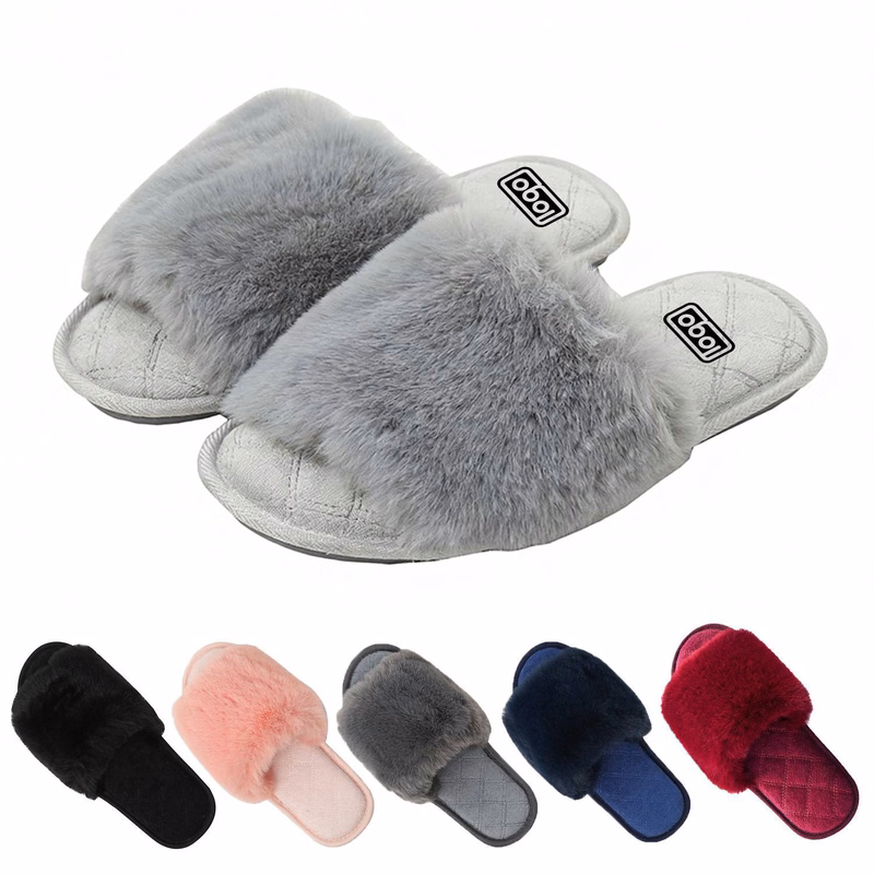 Women's Large Size Indoor Rabbit Fur Cotton Slippers