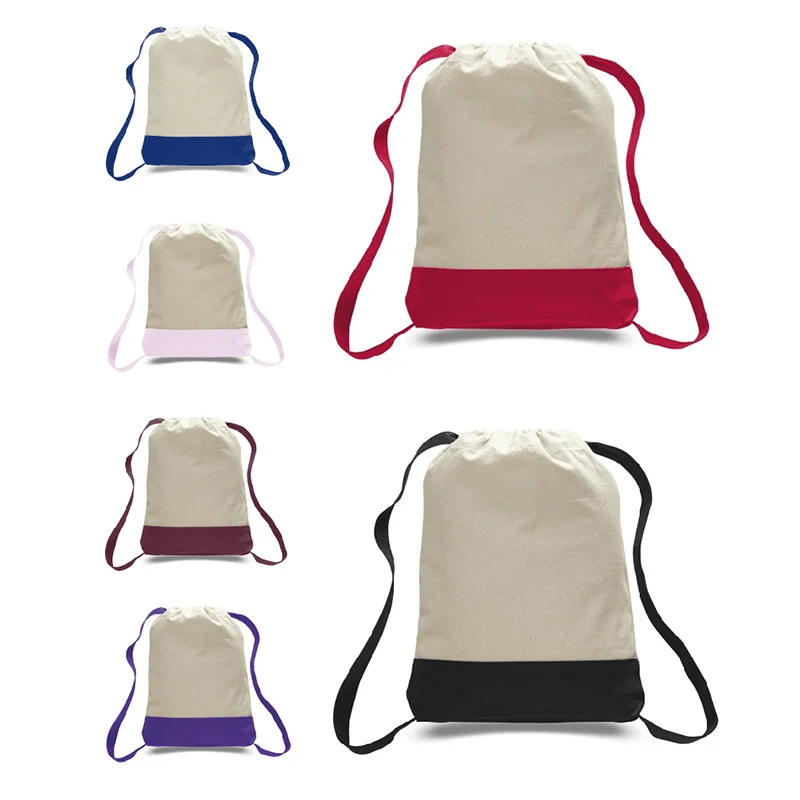 11 oz Colorblock Canvas Drawstring Bag 1