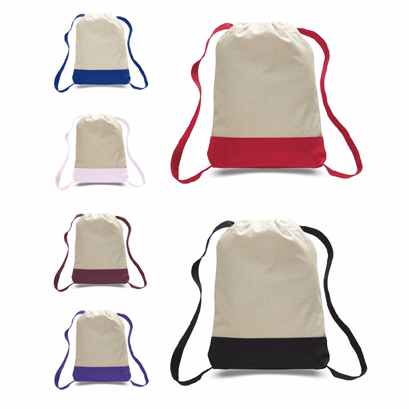 11 oz Colorblock Canvas Drawstring Bag