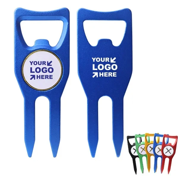 Golf Ball Marker Divot Repair Tool With Bottle Opener 1