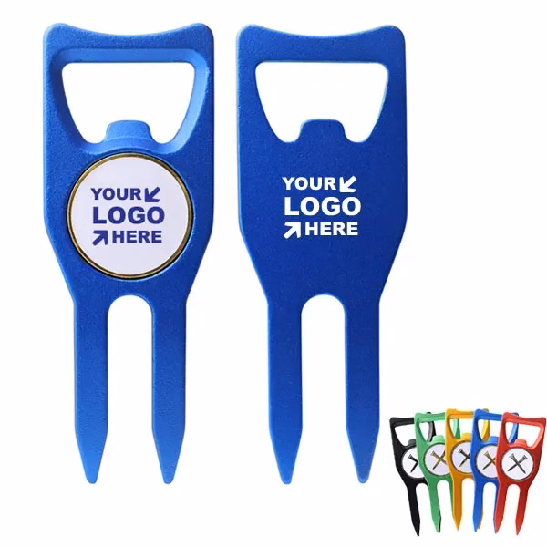 Golf Ball Marker Divot Repair Tool With Bottle Opener