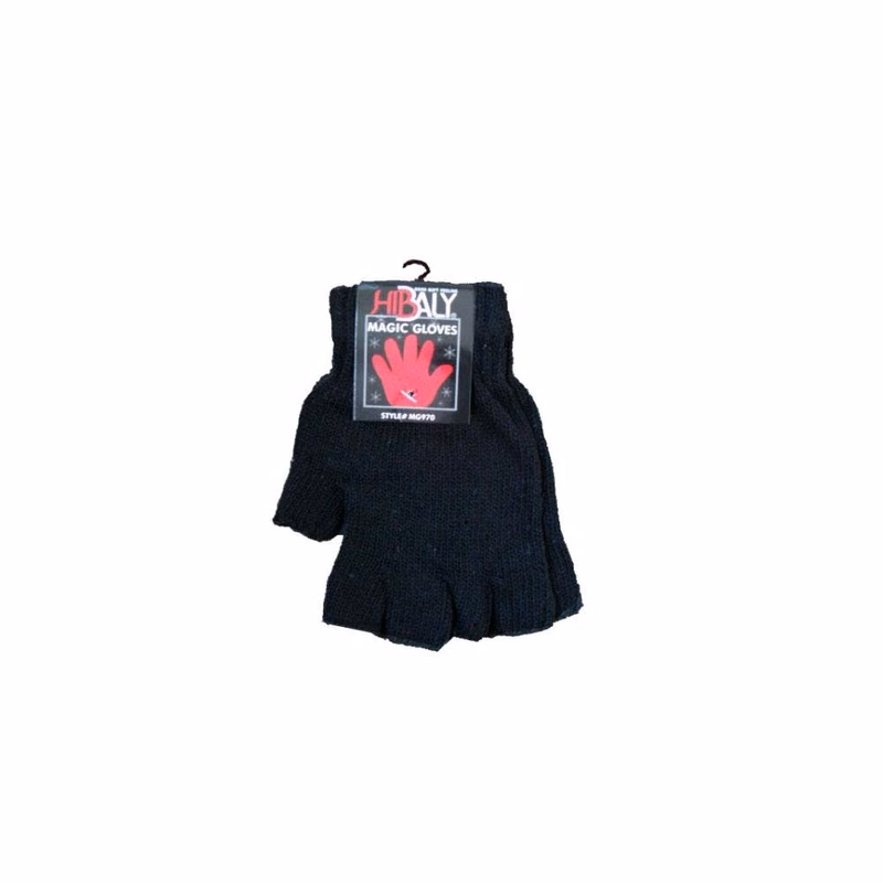Irregular Adult Fingerless Gloves - Black Magic Stretch