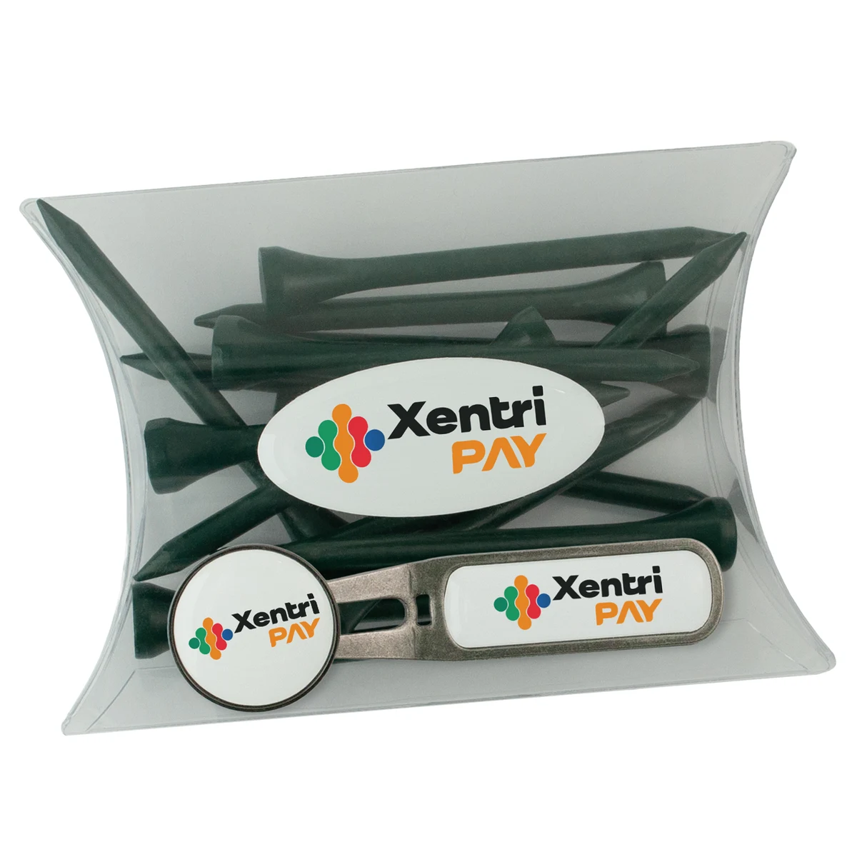 Clear Pillow Pack Golf Gift Set - Divot Tool, Ball Marker & Tees 1