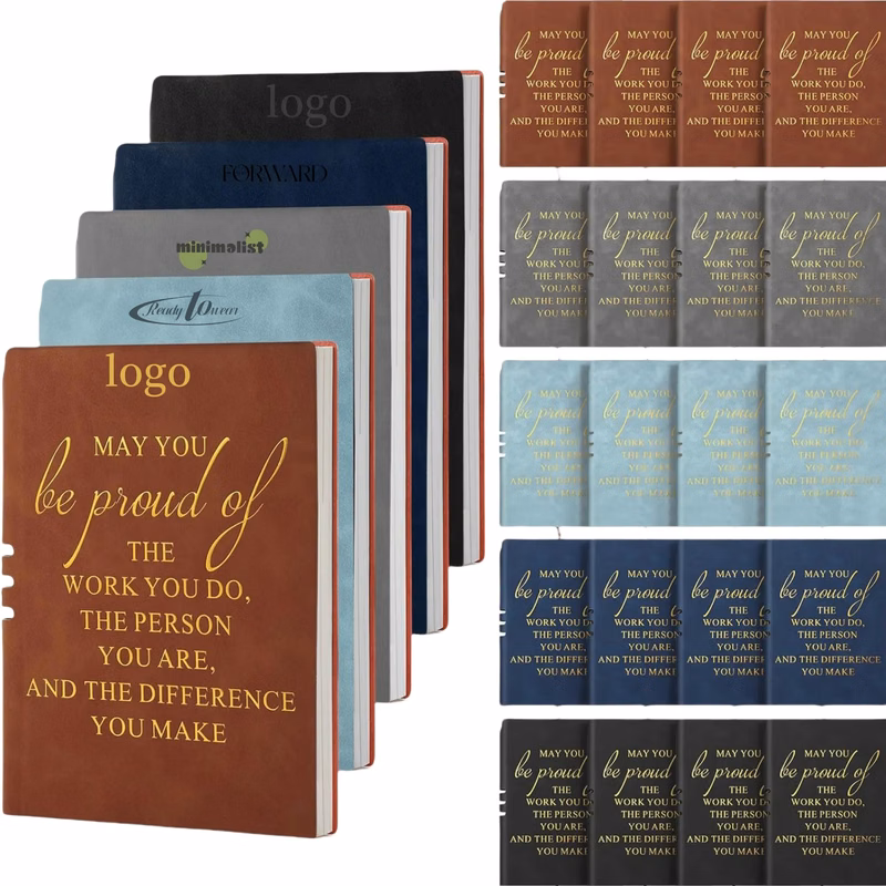 Inspirational Leather-Bound Pen Loop Event Notebook