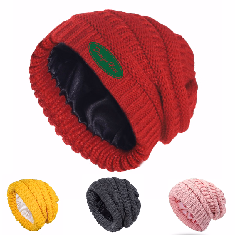 Knitted Beanie | Satin Lined | Customizable Winter Hat