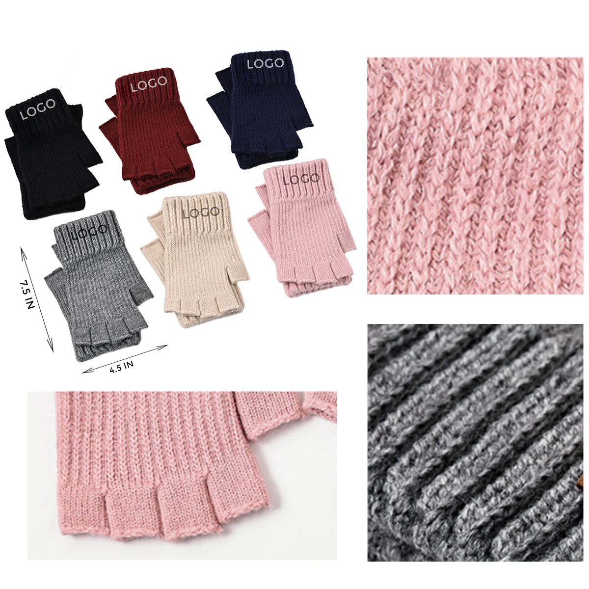 MOQ 10 PCS Cozy Knitted Fingerless Gloves 1
