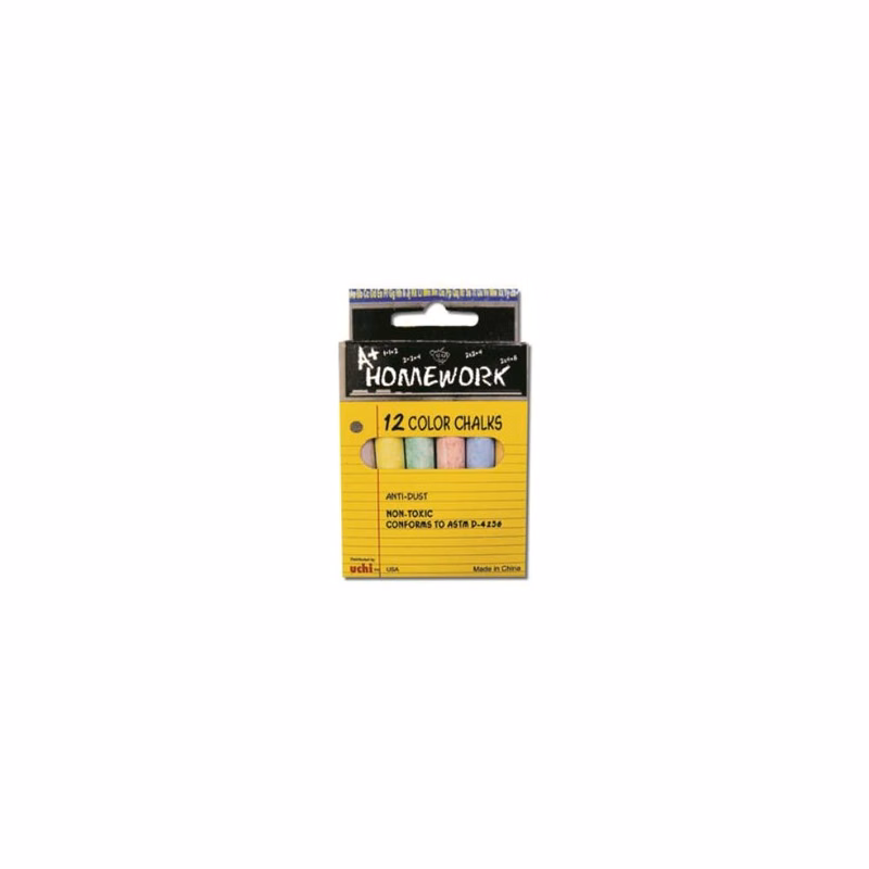 Colored Chalk - 12 Pack Assorted Colors