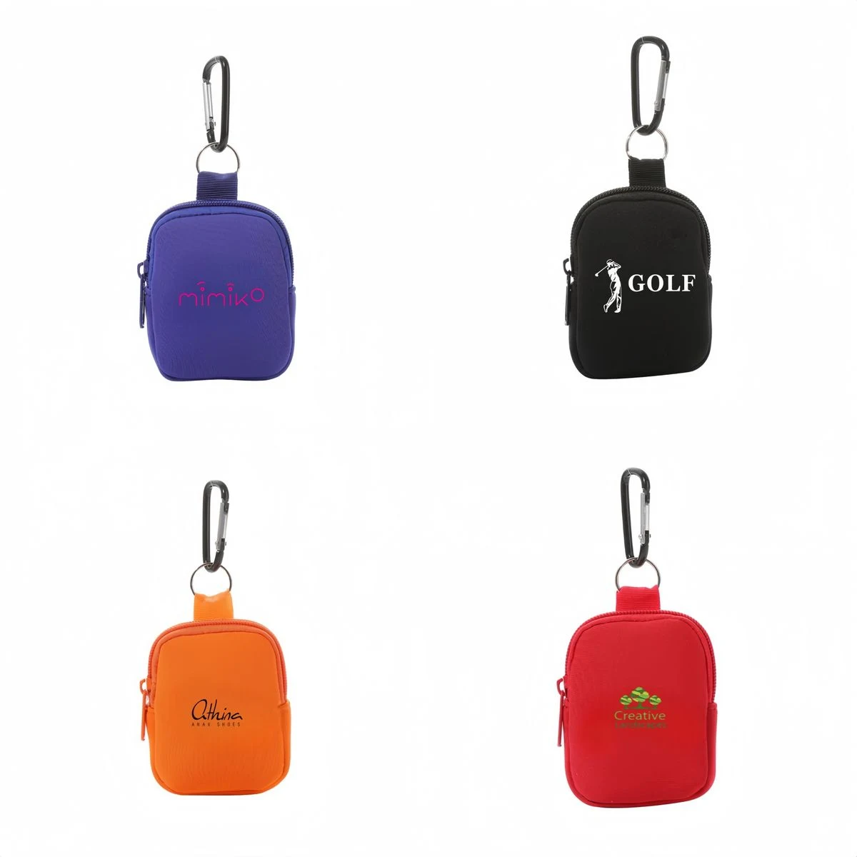 Neoprene Mini Coin Pouch Purse with Carabiner 1