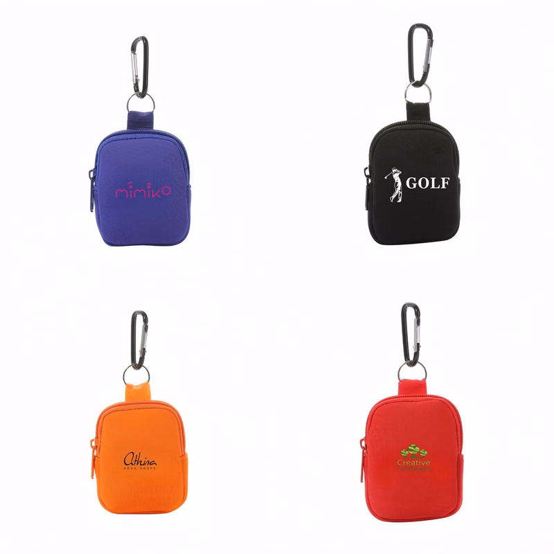 Neoprene Mini Coin Pouch Purse with Carabiner