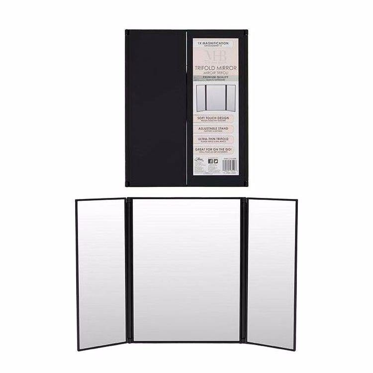 Trifold Mirror with Stand - Black