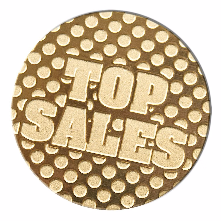 Oval 1.00" Polished Brass Etched Lapel Pin - USA Made