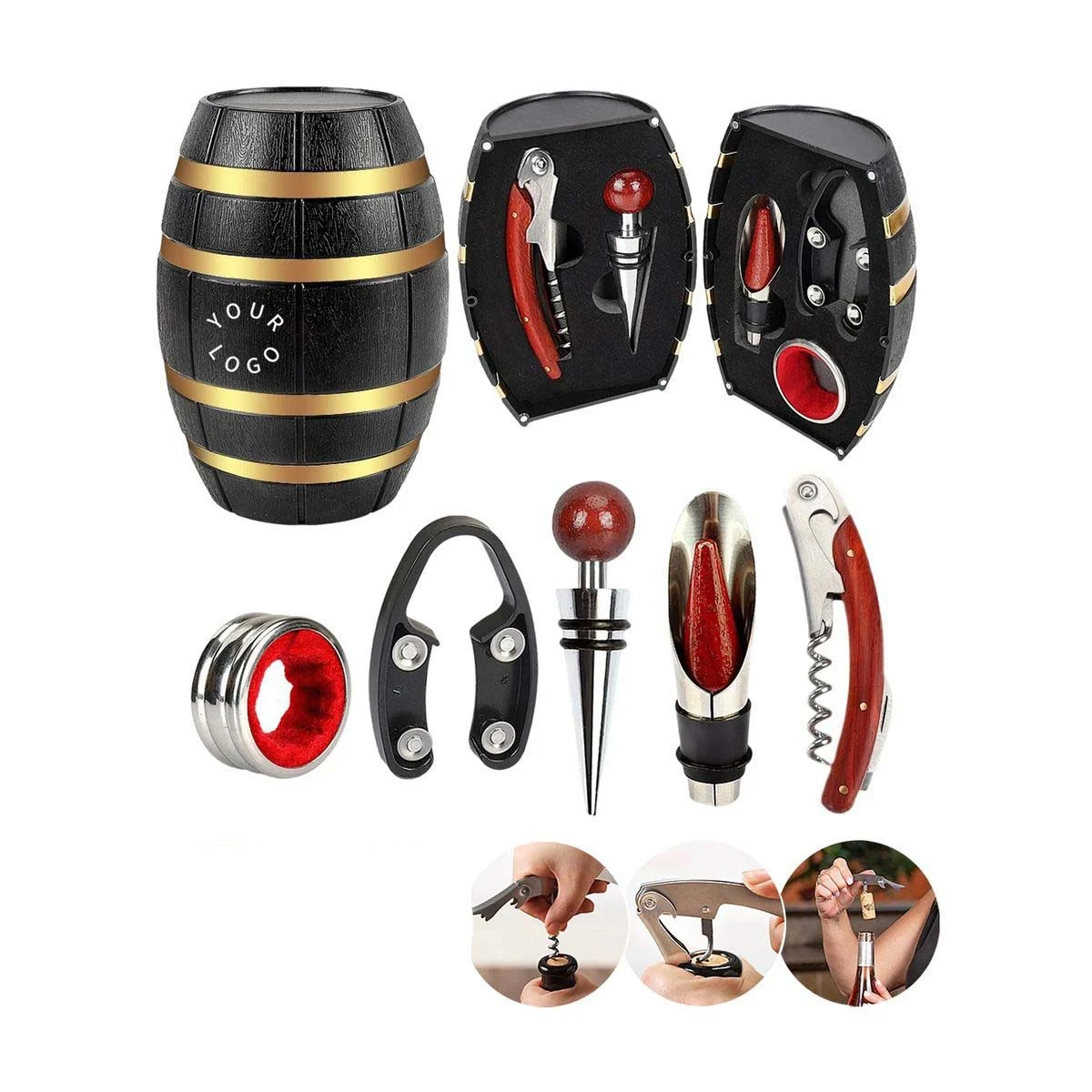 Barrel Shaped Wine Tool Set with Elegant Design 1