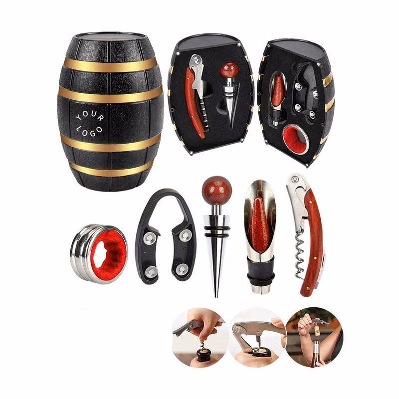 Barrel Shaped Wine Tool Set with Elegant Design