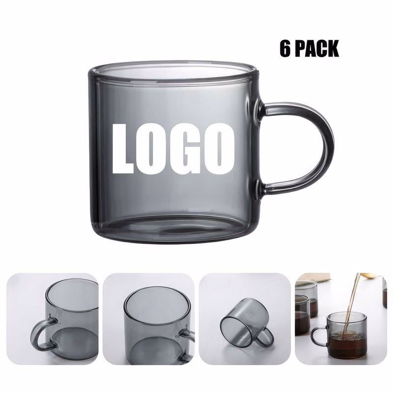 100ml/3.3 OZ Glass Tea Coffee Mug &Drink Gift Cup 6 Pcs Set