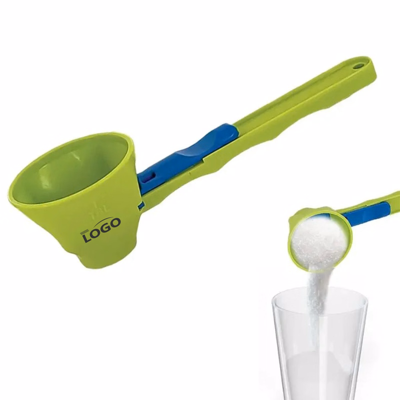 Sliding Scoop with Funnel for Spill-Free Powder Dispensing