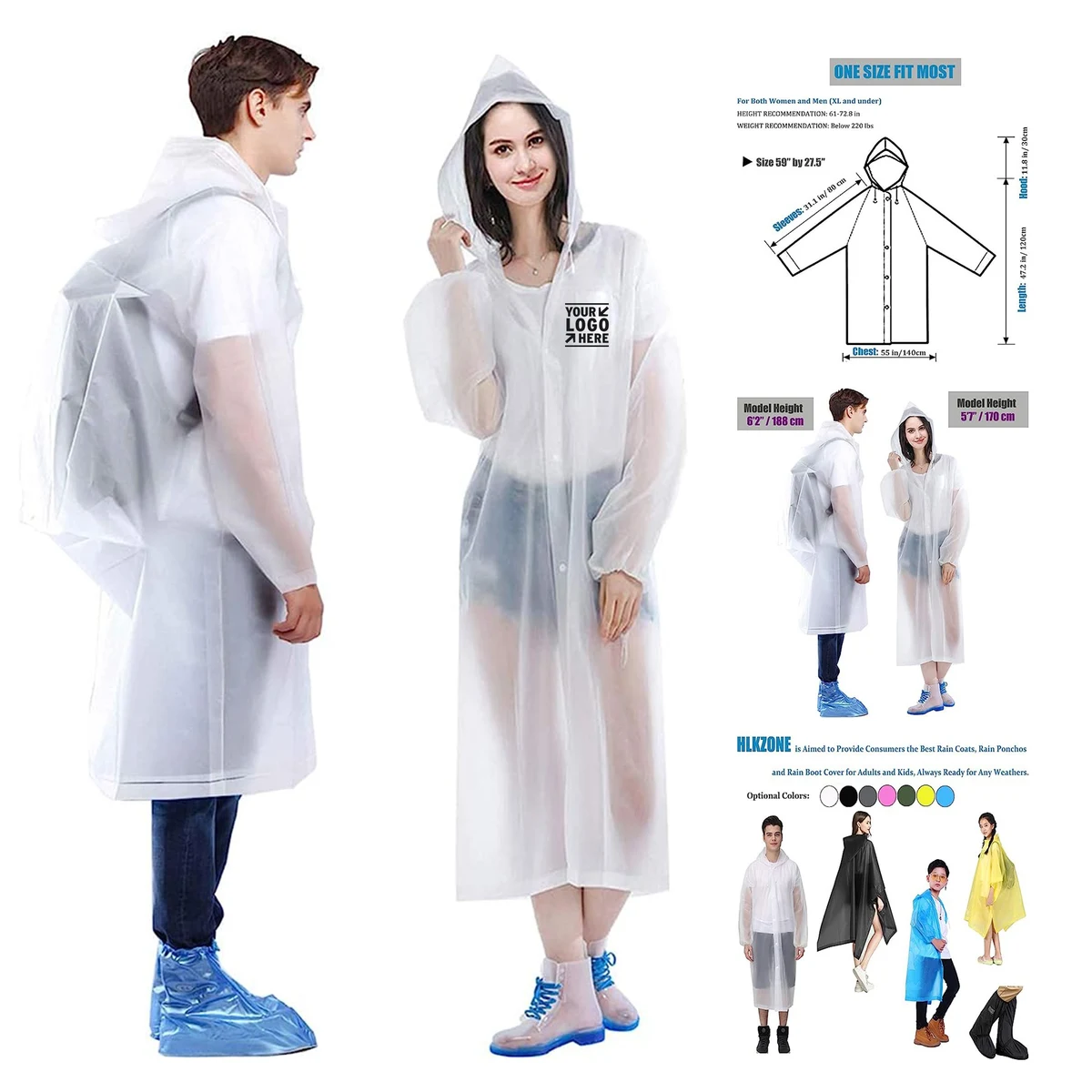 Portable EVA Rain Coats Reusable Rain Poncho 1